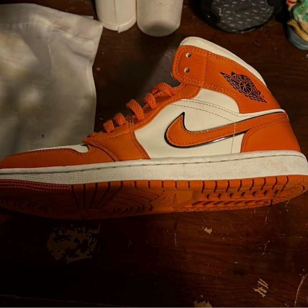 Nike Orange and White High-Top Sneakers